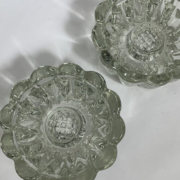 Vintage Glass Candle Holder Set of 2 Pillar or Tapered Candle 2x4" - Picture 4 of 6